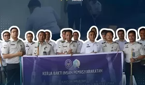Wujud Kepedulian Sosial, Kanwil Ditjenpas Sumut Kerja Bakti di Masjid Nurul Huda Jelang Ramadhan