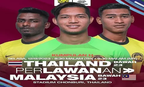 Prediksi Skor Thailand vs Malaysia Kualifikasi Piala Asia U23 2024,Laga Penentuan Lolos Juara Grup