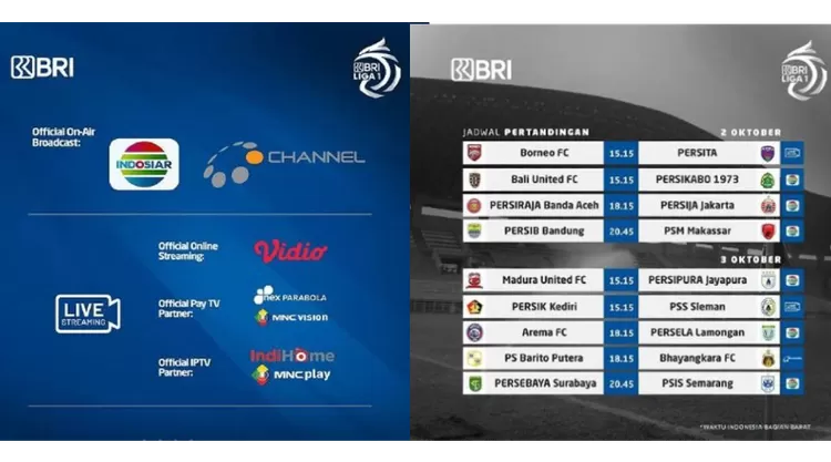 Jadwal pertandingan BRI Liga 1 musim 2021-2022 pekan ke-6.