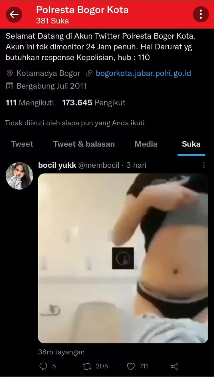 Setelah Viral Akun Twitternya Like Video Porno, Polresta Bogor Kota Ngaku  Dihack - Sewaktu