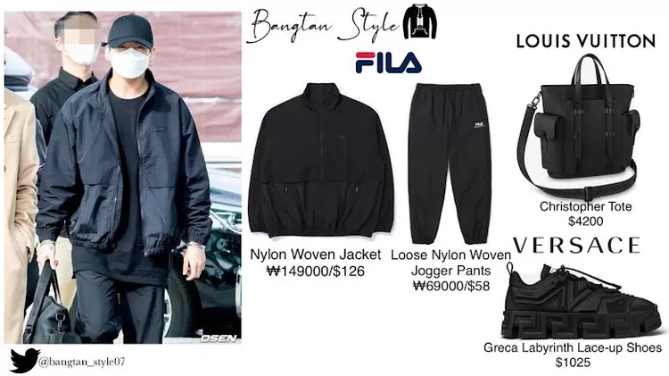 Jungkook memilih pakaian sporty serba hitam di Bandara Incheon