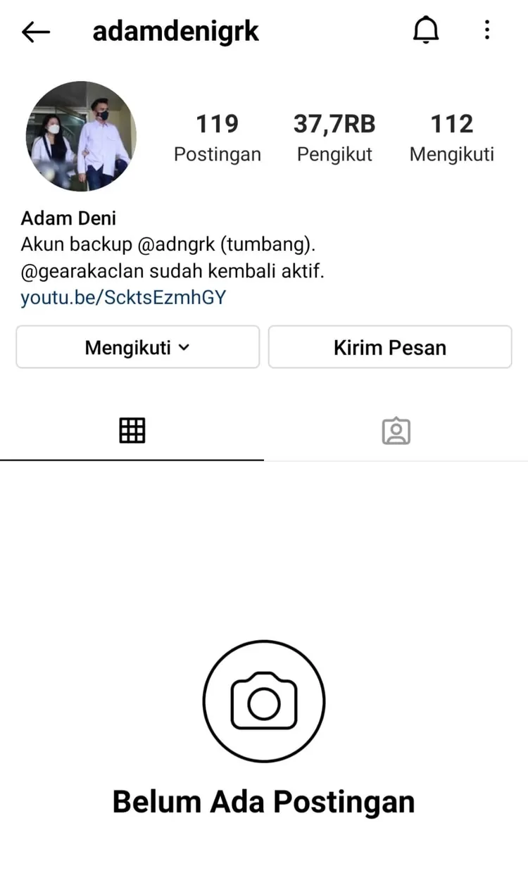 Postingan Adam Deni hilang