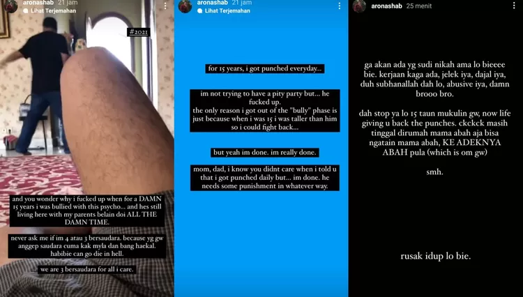 Curhatan Aron Ashab yang dipukuli abangnya.