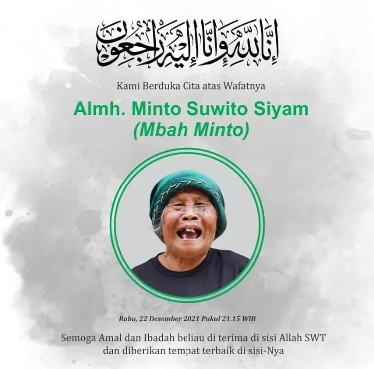 Ucup Klaten mengucapkan ucapan belasungkawa atas berpulangnya Mbah Minto dalam akun Instagramnya.