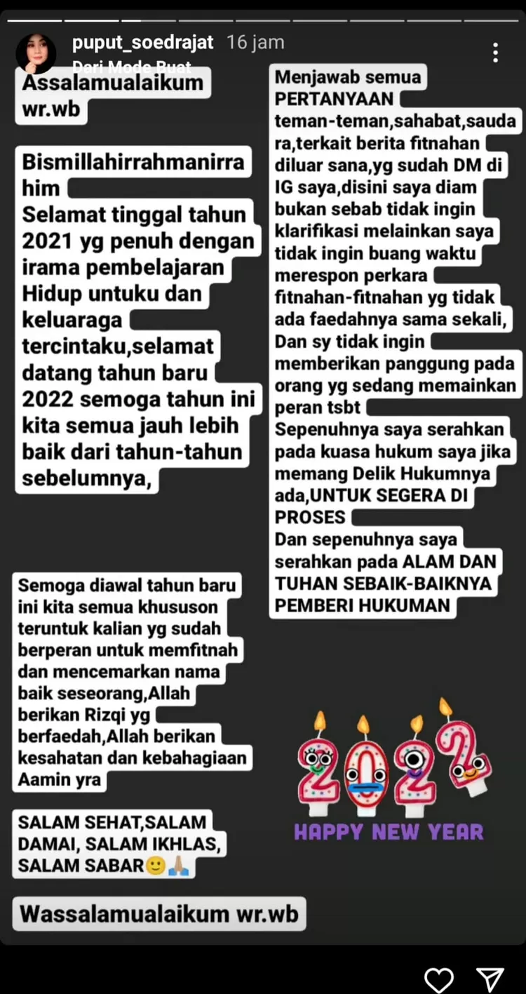 Klarifikasi Puput Sudrajat.