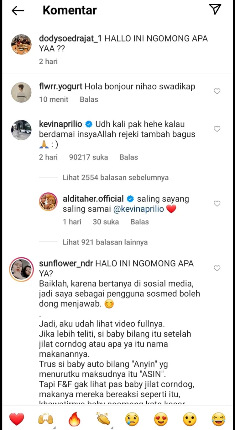 Komentar Kevin Aprilio