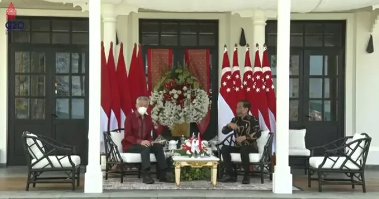Pertemuan Presiden Jokowi - PM Lee Hsien Loong di Ruang Dahlia The Sanchaya Resort Bintan.,  