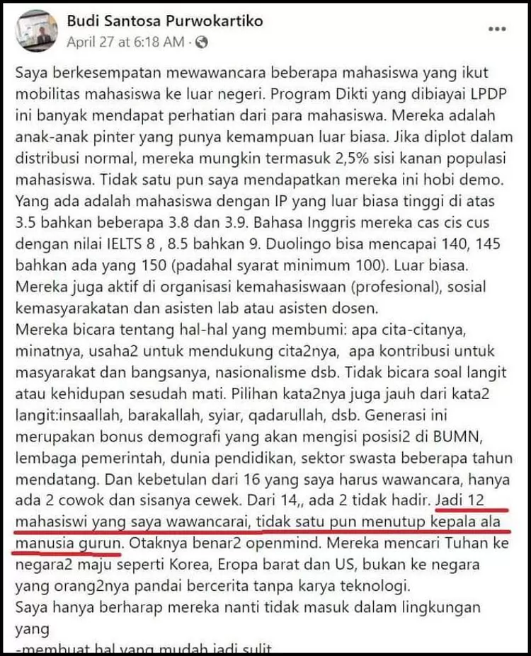Komen Budi Santosa yang dianggap rasis