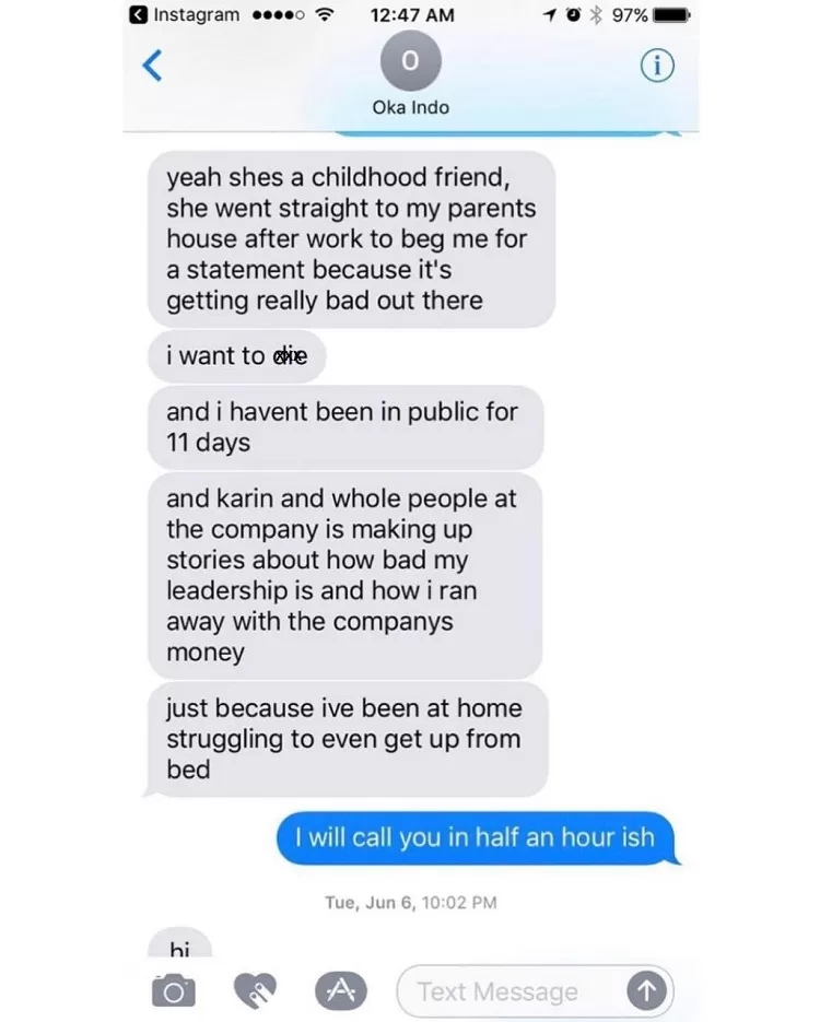 Percakapan akun @themainmanhattan dengan sosok yang diduga mendiang Oka Mahendra.