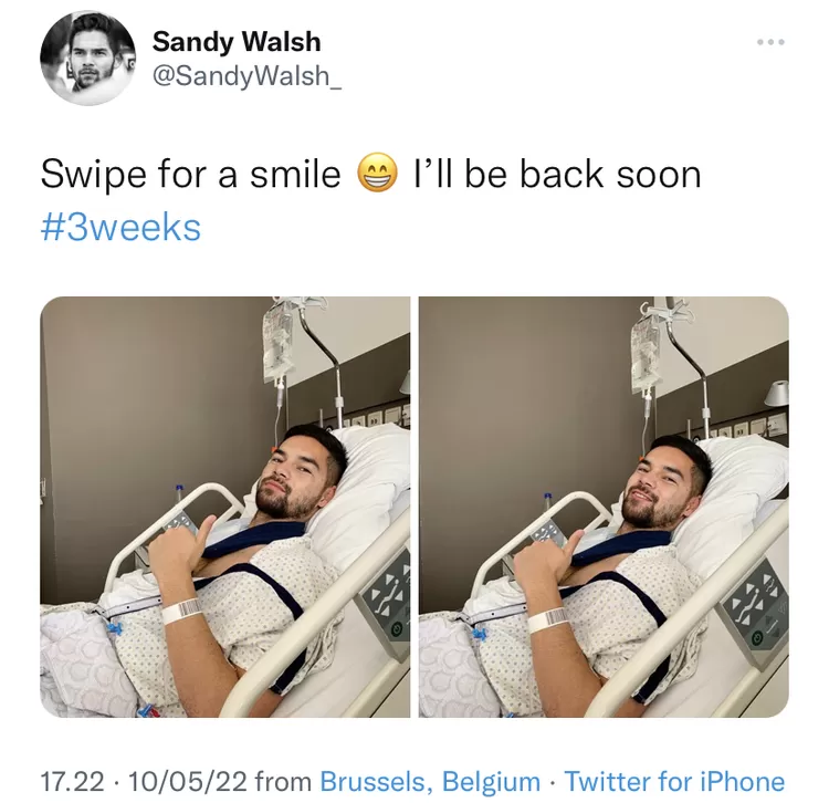 Sandy Walsh seusai jalani operasi di Belgia