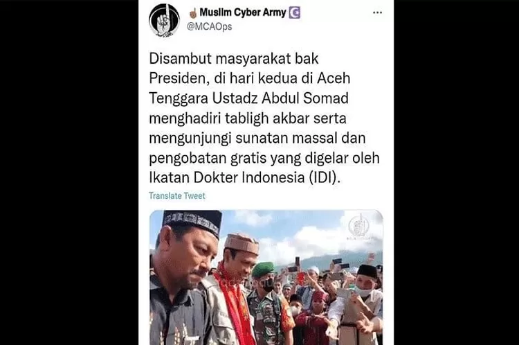 Sambutan UAS di Aceh Tenggara (Twitter @MCAOps)