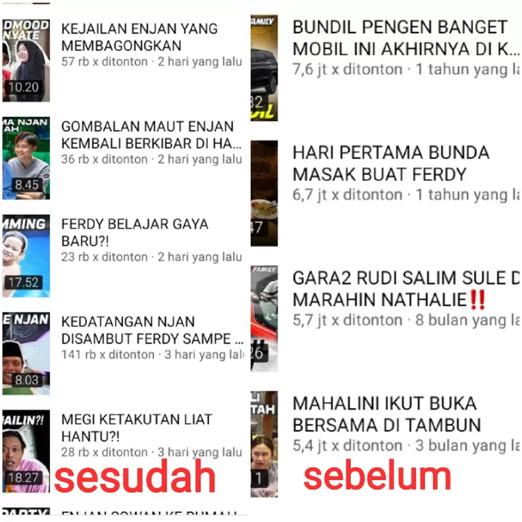 Beda jumlah penonton youtube Sule Family sesudah dan sebelum Nathalie Holscher Pergi. 