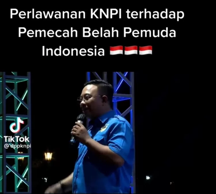 Tangkapan layar video Tik-Tok @dppknpi yang mengunggah pernyataan oknum Pimpinan DPP KNPI yang diduga telah memfitnah Ketum Partai Golkar Airlangga Hartarto 