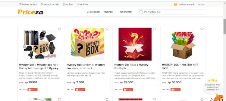 daftar harga mystery box Shopee murah.