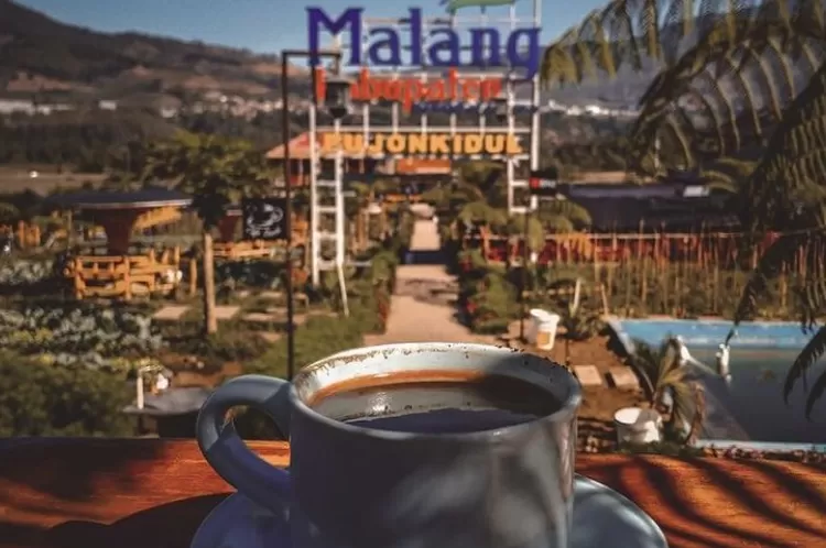 Foto Screenshot Menyeruput kopi hangat sambil menikmati panorama yang indah