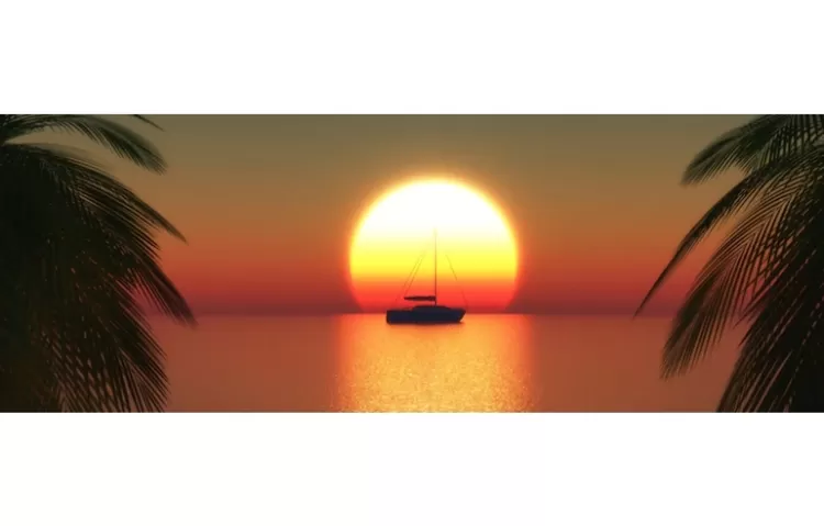 Inspirasi foto sunset di Pantai Pidakan perahu berlayar