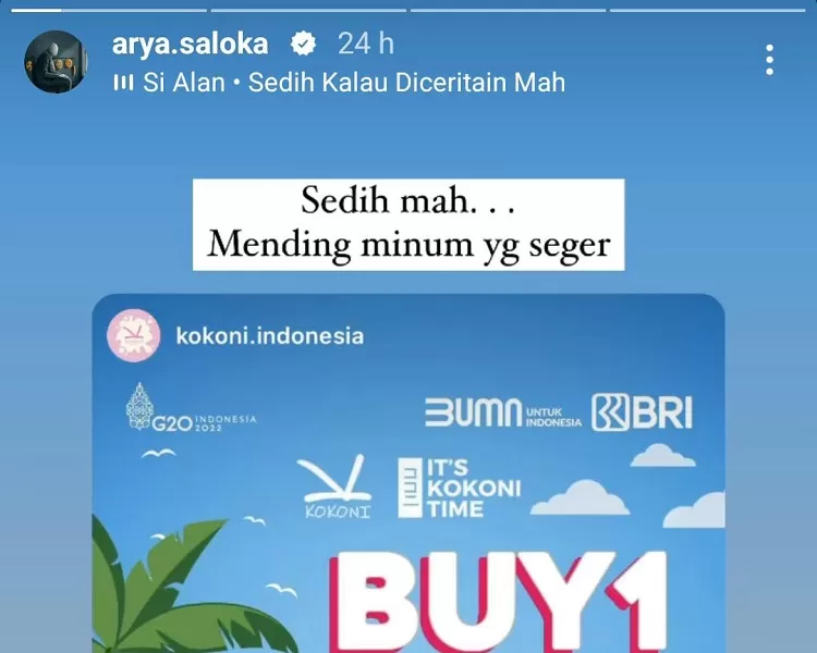 Story Instagram Arya Saloka.