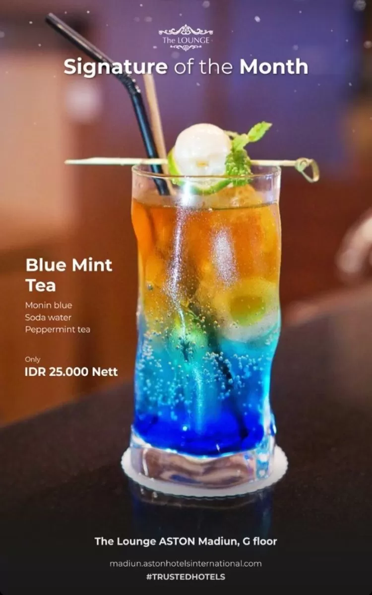 Salah satu minuman ala Hotel Aston Madiun adalah Blue Mint Tea
