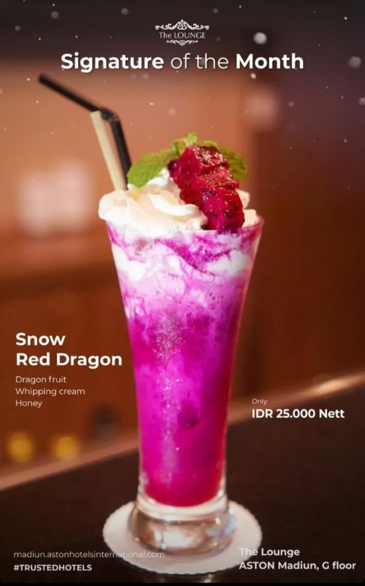 Salah satu minuman ala Hotel Aston Madiun adalah Snow Red Dragon