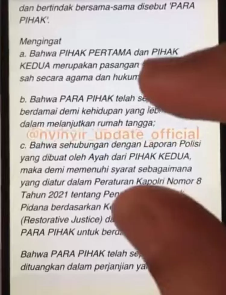 Surat yang dibocorkan @insta.nyinyir