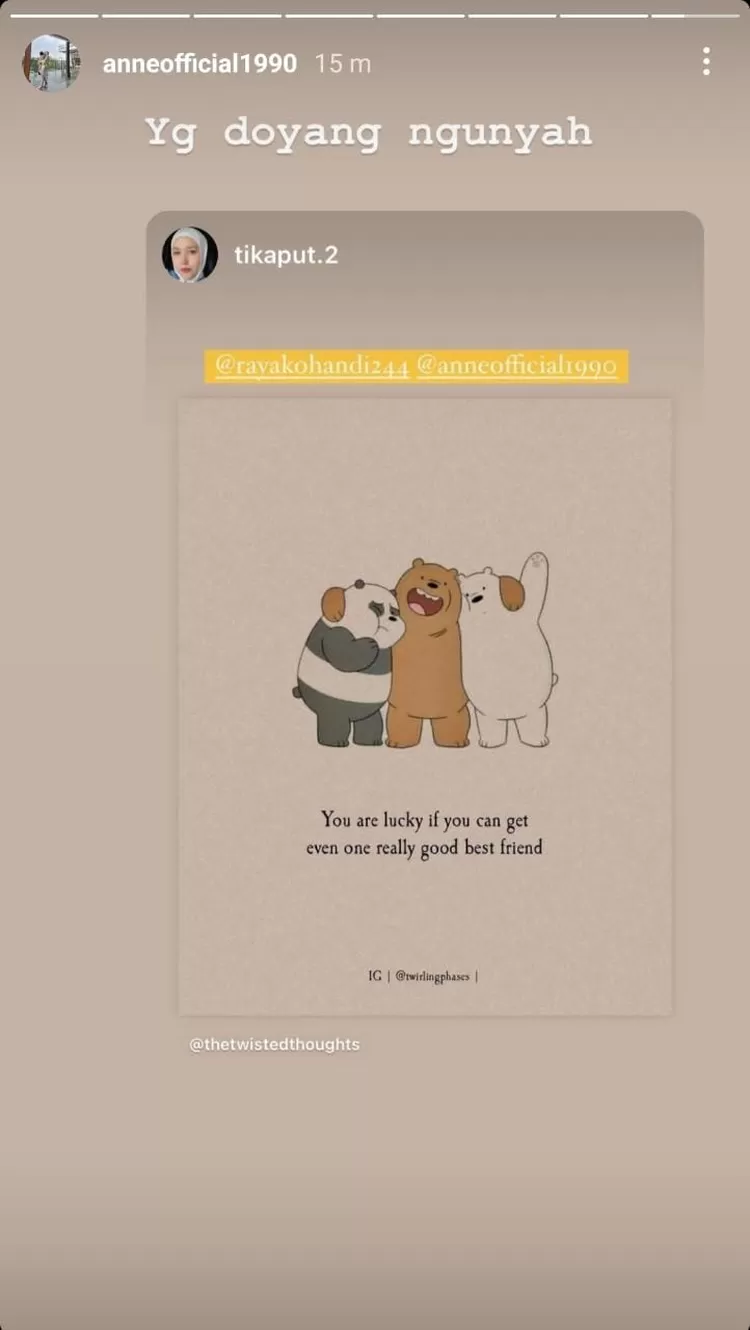 Story Instagram Putri Anne.
