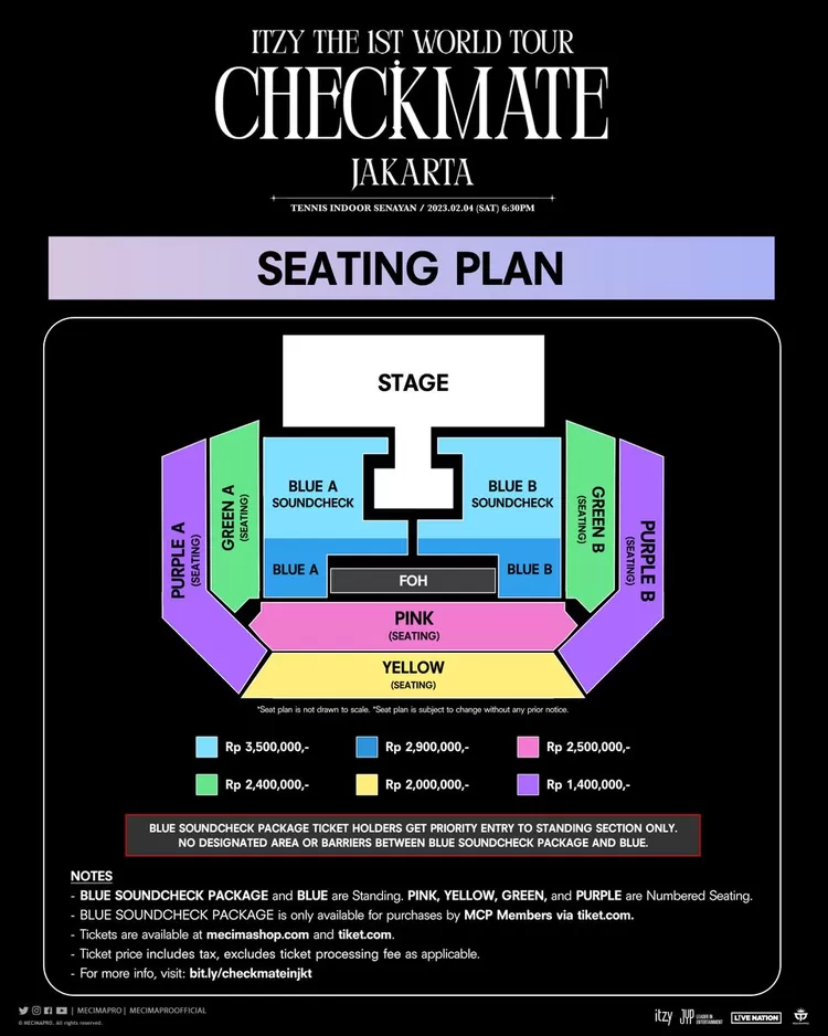 Seating plan 'ITZY The 1st World Tour (CHECKMATE) In Jakarta'.