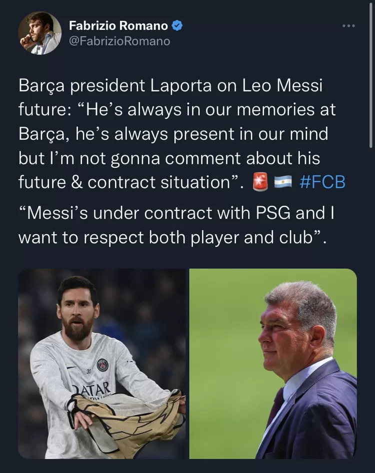 Pernyataan presiden Barcelona terkait kontrak Messi