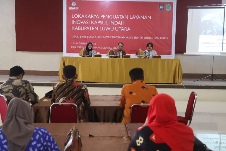 Lokakarya Penguatan Layanan Inovasi Kapsul Indah, Kamis (15/12/2022), di Aula Hotel Bukit Indah, Masamba. 