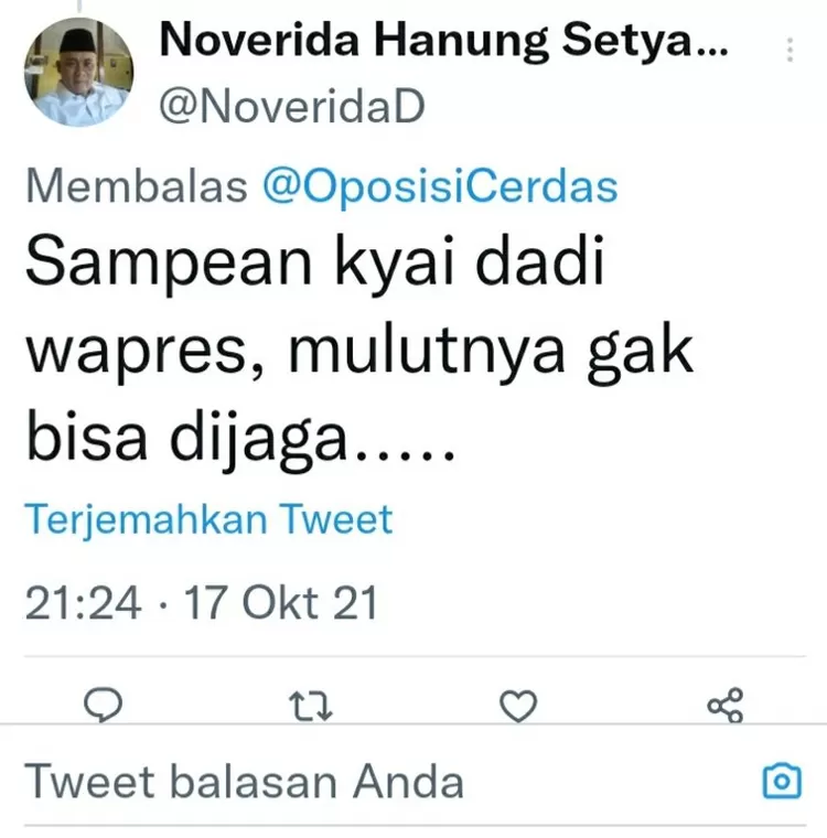 Noverida Diduga Hina Wapres KH. Ma'ruf Amin