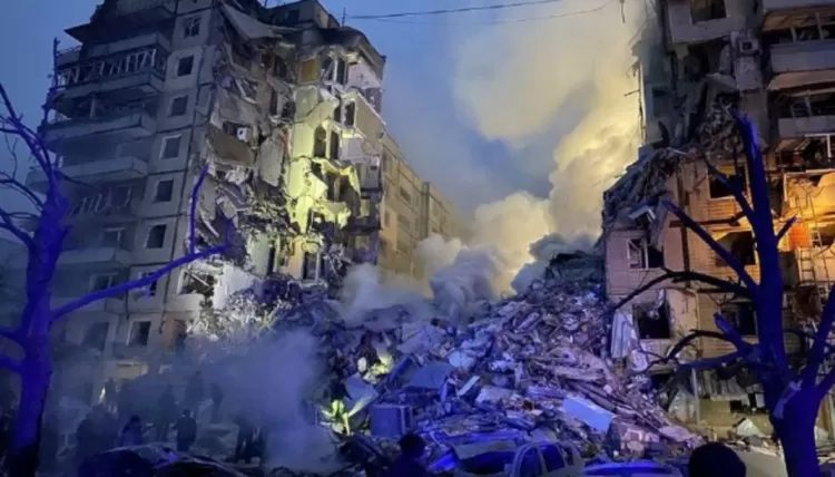 Kehancuran apartemen di Dnipro