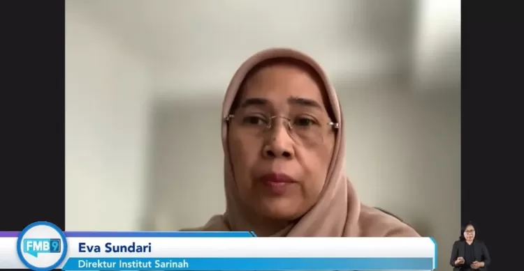 Politisi PDIP  Eva K Sundari menyampaikan  pendapatnya  oada wibiner di Forum  Merdeka Barat 9, Senin ( 30//2023).