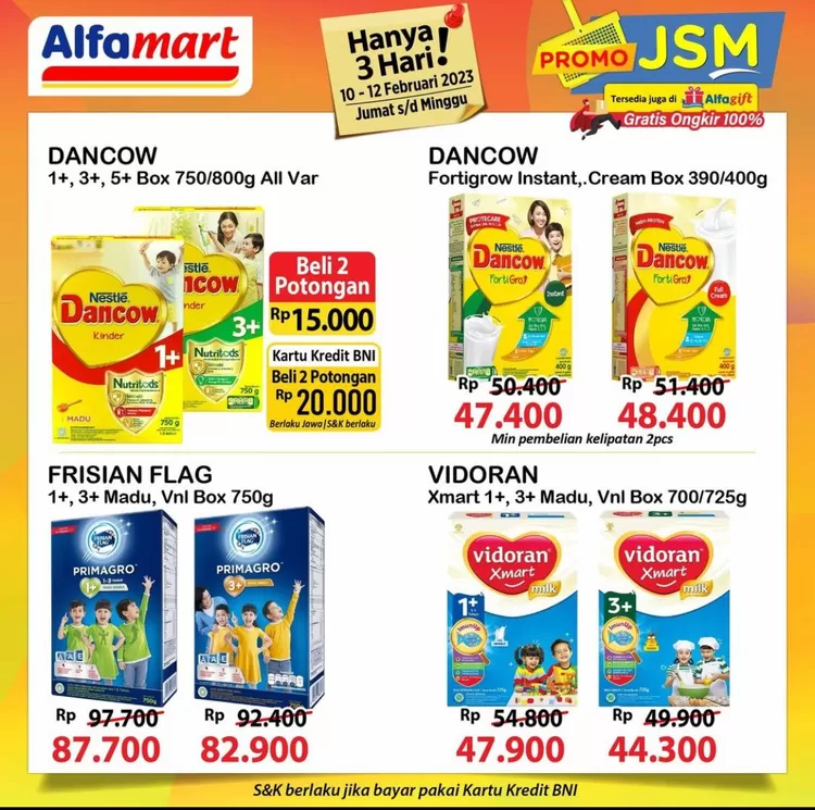 Katalog Promo JSM Alfamart Hari Ini 10-12 Februari 2023, Potongan Harga: Sirup Wafer Minyak Goreng Susu Anak