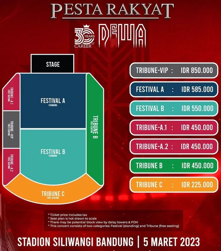 Dewa 19 akan menggelar konser pada 5 Maret 2023 mendatang di Stadion Siliwangi, Bandung