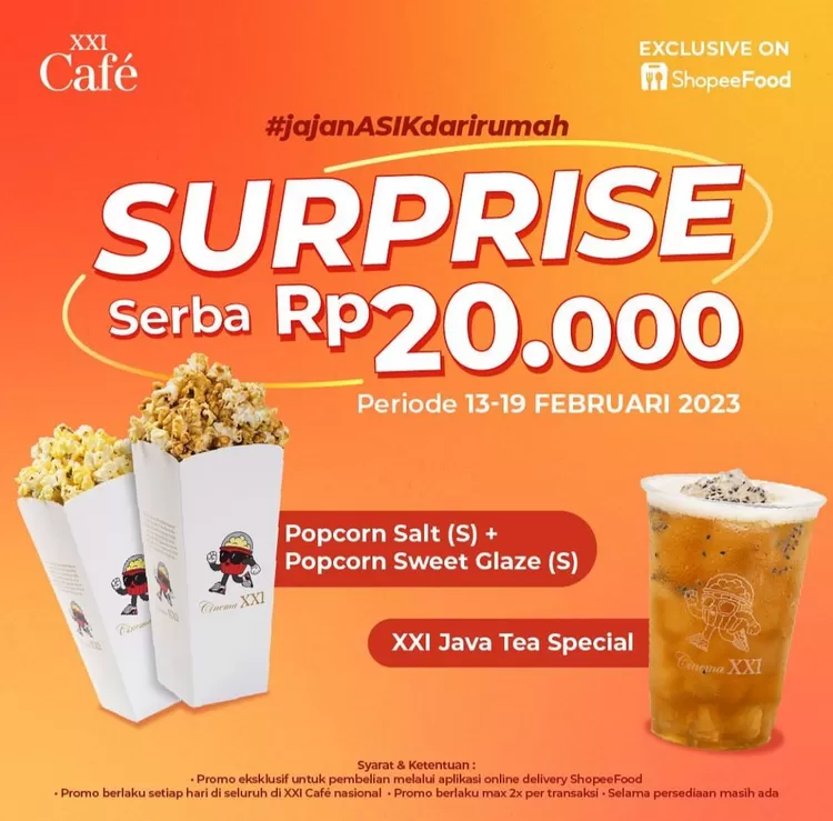 Mulai Hari Ini! Promo XXI Cafe Serba Rp 20 Ribu: Popcorn Salt, Popcorn Sweet Glaze hingga XXI Java Tea Special