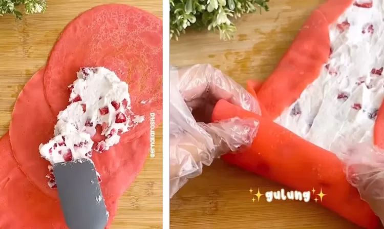 Cara membuat stroberi towel cake