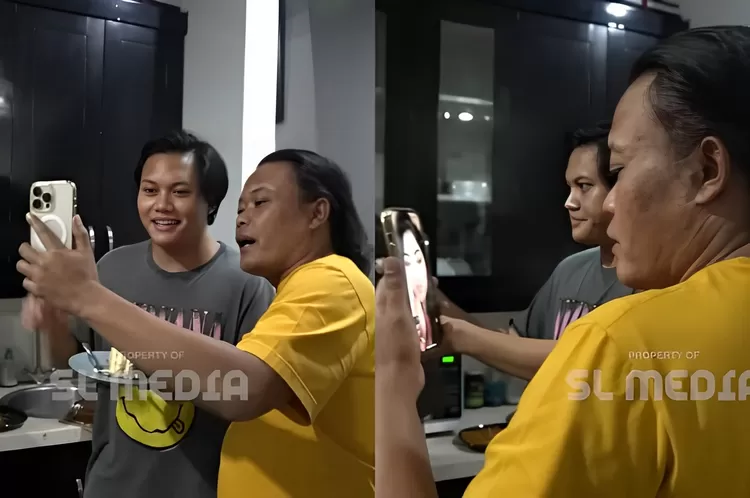 Sule menghubungi seseorang dalam sambungan video Call.