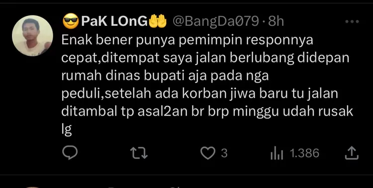 Gibran Wali Kota Solo Tanggapi Laporan Warga di Twitter Terkait Jalan Berlubang, Netizen: Enak Bener...