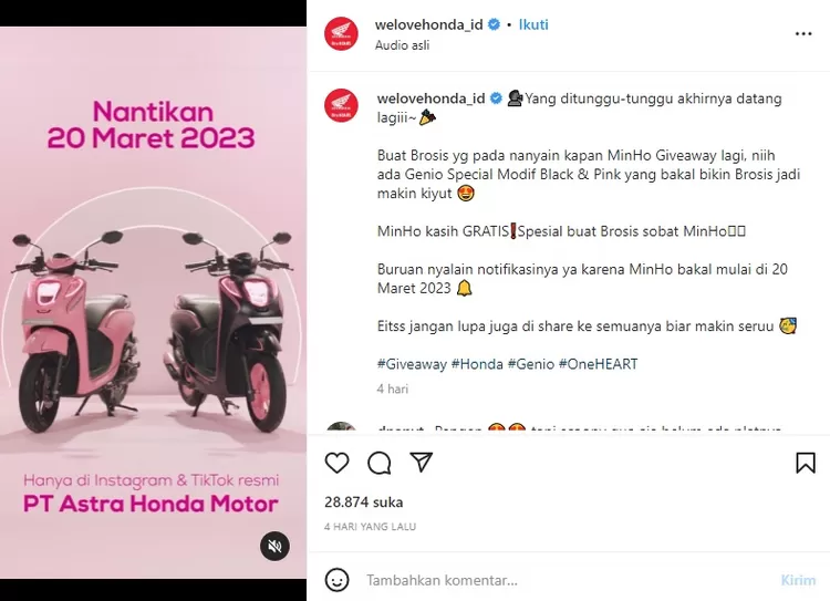 Asyik! Honda Rilis Motor Genio Terbaru Edisi Khusus BLACKPINK, Tampilan Sangar Sekaligus Lucu