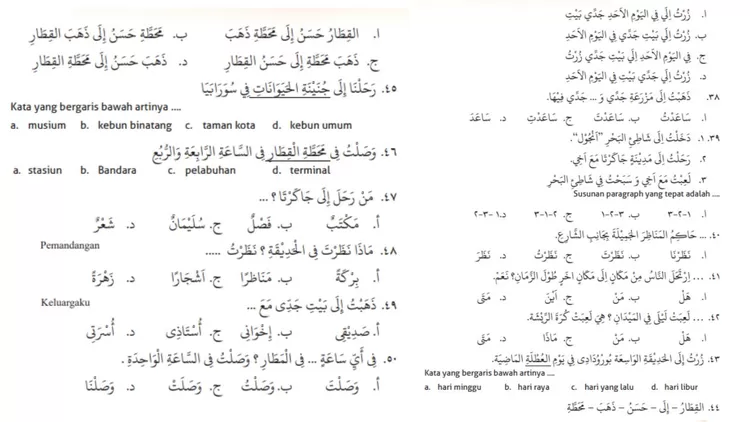 Uji Kompetensi Semester 2 Bahasa Arab kelas 6