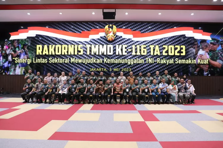 Rapat Koordinasi Teknis (Rakornis) TMMD ke-116 TA. 2023, bertempat di Gedung A.H. Nasution, Markas Besar Angkatan Darat (Mabesad) Jakarta, Rabu (3/5/2023). Foto: Dispenad