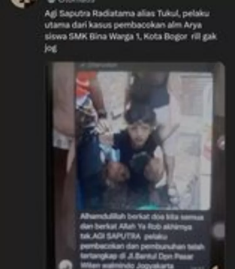 Agi alias Tukul, pelaku pembacokan Arya siswa SMK di Bogor baru tertangkap di Yogyakarta