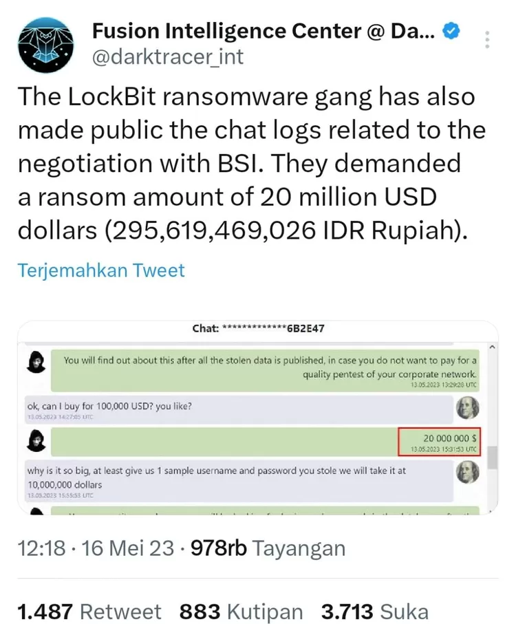 Tangkapan Layar Twitter @darktracer_int