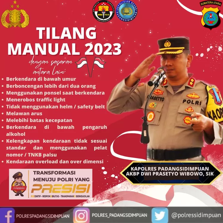 Brosur sosialisasi tilang manual Polres Padang Sidempuan