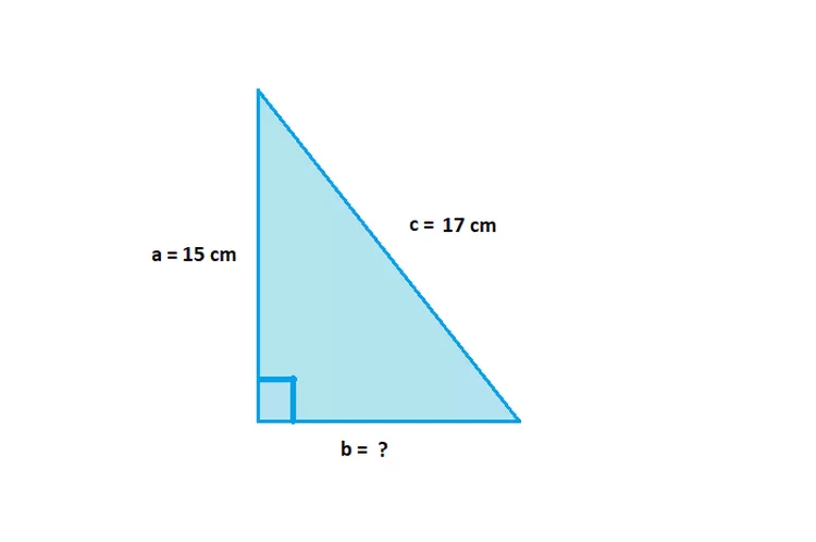 ilustrasi segitiga siku-siku c =17 cm dan a = 15 cm (/M. Rizqi A)
