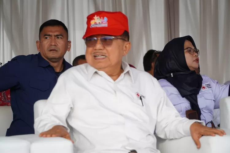 Ketua PMI  Jusuf Kalla menghadiri  Jumbara PMR di  Kalianda, Lampung, Selasa (4/7/2023)