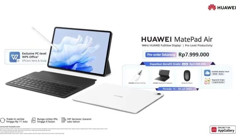 Huawei Matepad Air Tablet Tipis Dengan Spek Gahar Resmi Dipasarkan Di