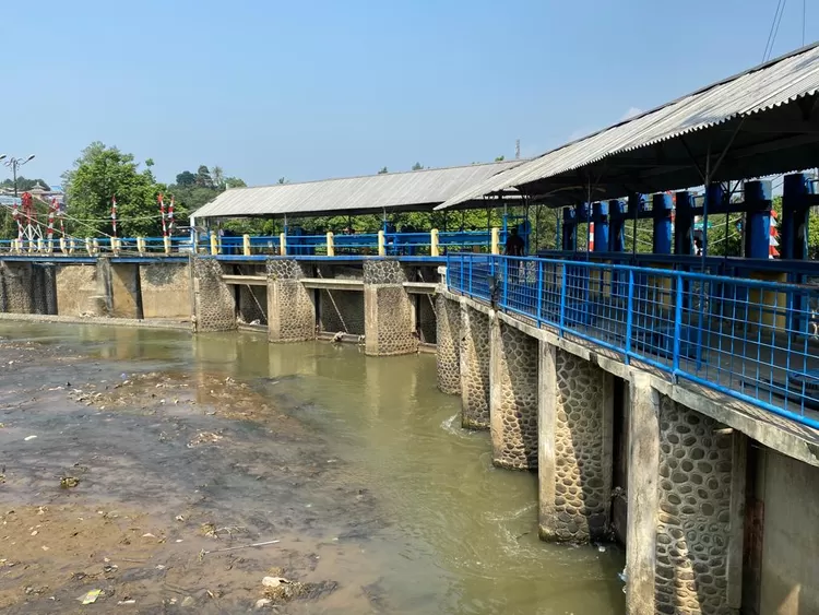 Kondisi Bendung Katulampa kering, Kamis 4 Agustus 2023.