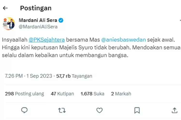 Ketua DPP PKS Mardani Ali Sera menanggapi isu Anies Baswedan yang sudah dicap pengkhianat oleh Partai Demokrat.