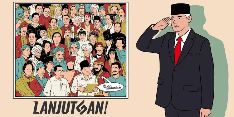 Ilustrasi Ganjar Pranowo menghormat pada para pahlawan bangsa.
