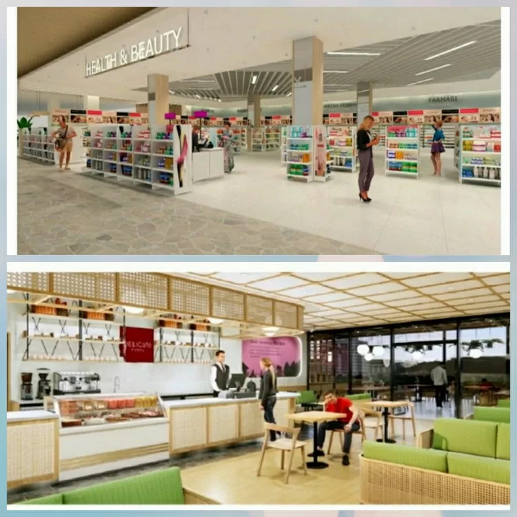 Foto atas: Area Health & Beauty. Foto bawah: DELICAFE corner, cafe pertama di AEON Store yang dibuka di mall@ Alam Sutera